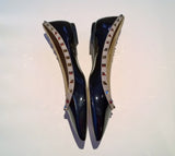 Valentino Garavani Rockstud Black Patent Leather Flats
