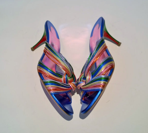 Christian Louboutin Multitaski 70 Metallic Multicolor Leather Mules Sandals