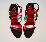 Christian Louboutin Arch Queen 100 Black Suede Rhinestone Sandals Heels