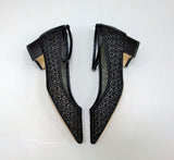 Manolo Blahnik Listana Lace and Satin Ankle Strap Block Heels