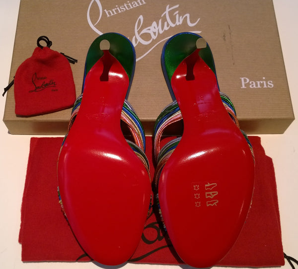 Christian Louboutin Multitaski 70 Metallic Multicolor Leather Mules Sandals