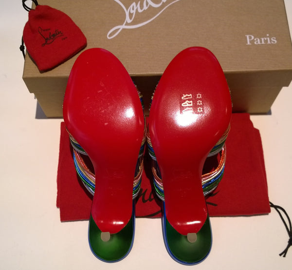 Christian Louboutin Multitaski 70 Metallic Multicolor Leather Mules Sandals