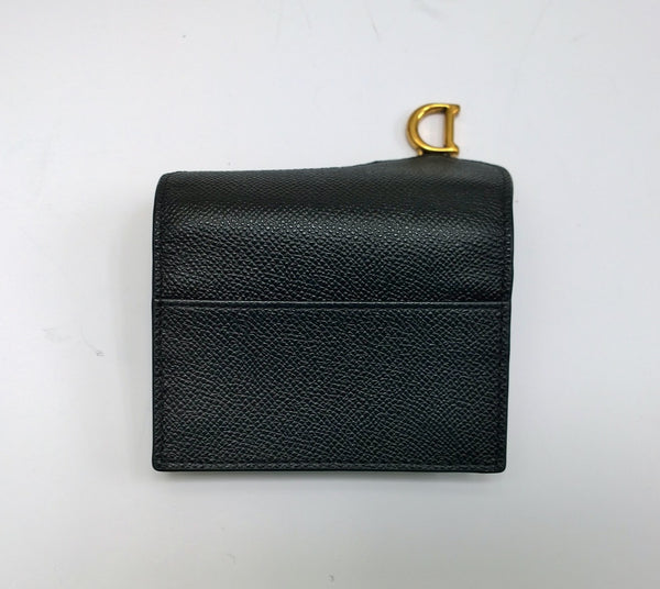 Christian Dior Saddle Black Textured Leather Card Case Wallet