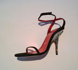 Christian Louboutin Arch Queen 100 Black Suede Rhinestone Sandals Heels