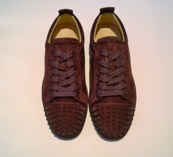 Christian Louboutin Louis Junior Spikes Orlato Majestueux Plum Suede
