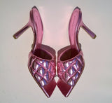 Bottega Veneta Quilted Padded Mules In Metallic Pink Leather Sandals Heels