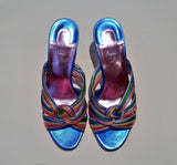Christian Louboutin Multitaski 70 Metallic Multicolor Leather Mules Sandals