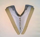 Saint Laurent Court Classic White Leather Sneakers with Snow Leopard Print Detail New Shoes