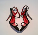 Christian Louboutin Arch Queen 100 Black Suede Rhinestone Sandals Heels