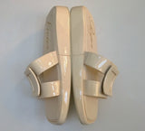 Roger Vivier Slide Mule 35mm Buckle Sandal Flats Dip Cream Patent Leather