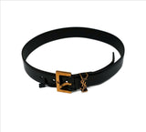 Saint Laurent Cassandre 70cm Black Patent Logo Belt