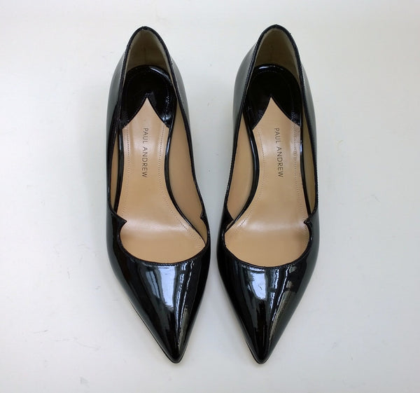 Paul Andrew Ankara Black Patent Rhinestone Jewel Heels
