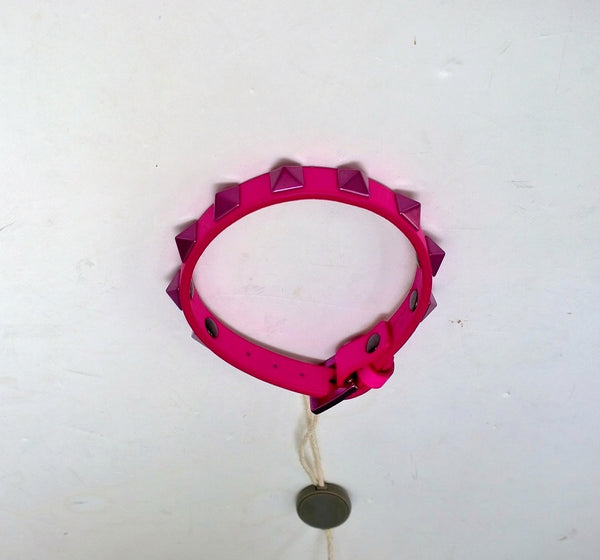 Valentino Garavani Pink PP Fuchsia Rockstud Leather Bracelet Pantone