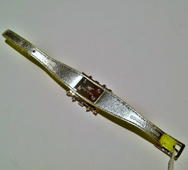 Roger Vivier Broche Vivier Bracelet in Lemon Yellow Leather with Rhinestone Buckle