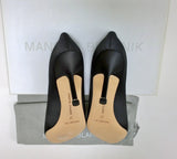 Manolo Blahnik Black Satin Hangisi 90 Rhinestone Buckle Strass Heels