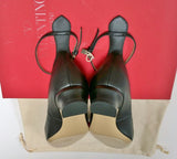 Valentino Garavani Tango Black Leather Ankle Strap Flats