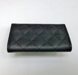 Chanel Black Cavier Leather Quilted CC Logo Small Flap Card Holder Wallet