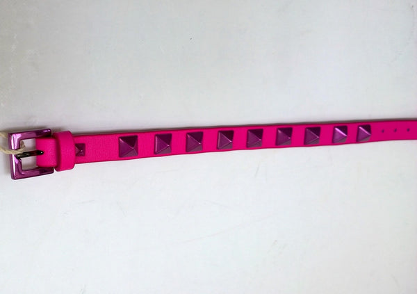 Valentino Garavani Pink PP Fuchsia Rockstud Leather Bracelet Pantone