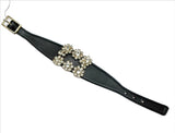 Roger Vivier Broche Vivier Black Leather Rhinestone Buckle Bracelet RV Jewelry