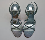Christian Louboutin Emilie 100 Silver Glitter Sandals Slingback Heels