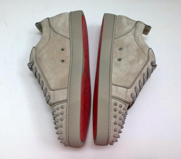 Christian Louboutin Louis Junior Spikes Sneakers in Warm Grey Goose