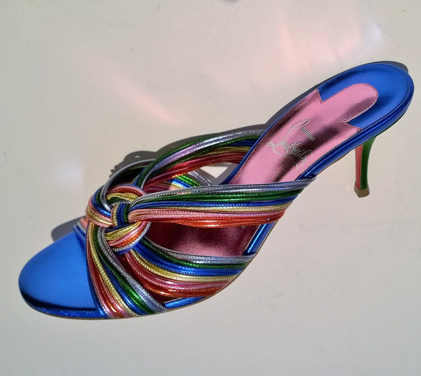 Christian Louboutin Multitaski 70 Metallic Multicolor Leather Mules Sandals