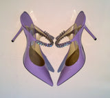 Jimmy Choo Bing 100 Wisteria Aurora Lavender Patent Leather Heels Mules