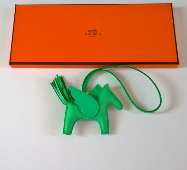 Hermès Pegasus Rodeo Flying Horse Leather Charm Mint Green Vert Comics Winged PM