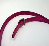 Manolo Blahnik Hangisi Mini Fuchsia Satin Rhinestone Buckle Belt 20mm Dark Pink