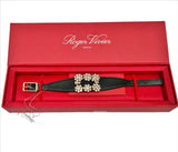 Roger Vivier Broche Vivier Black Leather Rhinestone Buckle Bracelet RV Jewelry