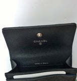 Chanel Black Cavier Leather Quilted CC Logo Small Flap Card Holder Wallet