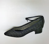 Manolo Blahnik Listana Lace and Satin Ankle Strap Block Heels