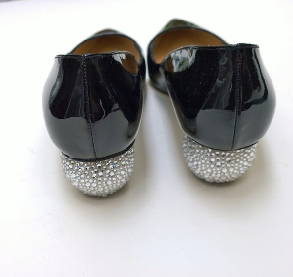Paul Andrew Ankara Black Patent Rhinestone Jewel Heels
