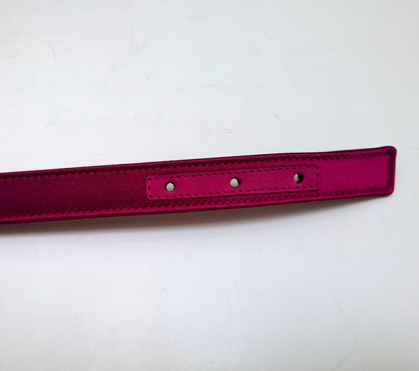 Manolo Blahnik Hangisi Mini Fuchsia Satin Rhinestone Buckle Belt 20mm Dark Pink