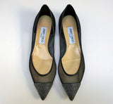 Jimmy Choo Amika Flats in Black Mesh and Rhinestones Strass Shoes