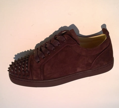 Christian Louboutin Louis Junior Spikes Orlato Majestueux Plum Suede