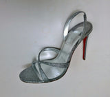 Christian Louboutin Emilie 100 Silver Glitter Sandals Slingback Heels