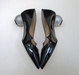 Paul Andrew Ankara Black Patent Rhinestone Jewel Heels