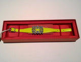 Roger Vivier Broche Vivier Bracelet in Lemon Yellow Leather with Rhinestone Buckle