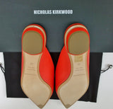 Nicholas Kirkwood Beya Slides in Poppy Red Leather Flats Slippers