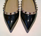 Valentino Garavani Rockstud Black Patent Leather Flats