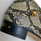 Gucci Python Print Leather Ankle Boots with Gold Logo Buckles Shoes Avana