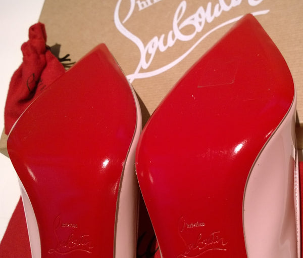 Christian Louboutin Sporty Kate 85 Pale Pink Patent Heels Lin Rosy