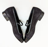 Chanel Mary Janes Black Suede and Patent Leather New in Box Ankle Strap Shoes Flats