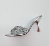 Christian Louboutin Mariza Is Back 85 Silver Strass Slides New in Box Sandals