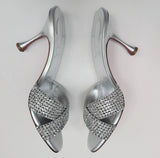 Christian Louboutin Mariza Is Back 85 Silver Strass Slides New in Box Sandals