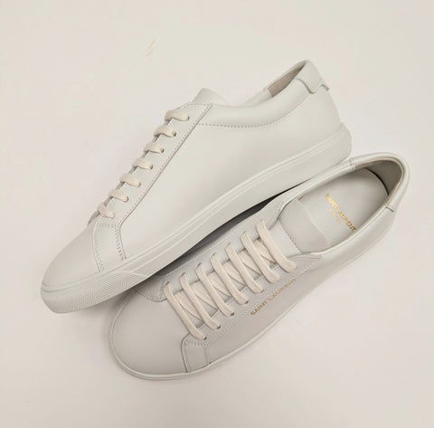Saint Laurent Andy White Leather Low Top Sneakers New in Box Gym