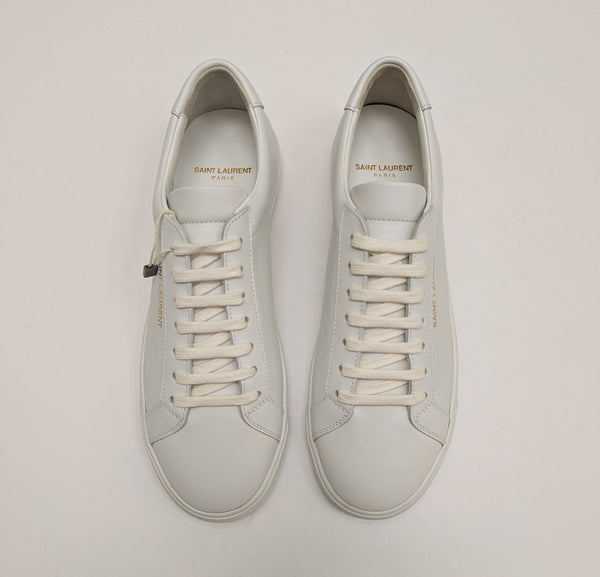 Saint Laurent Andy White Leather Low Top Sneakers New in Box Gym