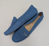 Tod's Soft Blue Suede Gommino Driving Shoes Slip on Loafers New in Box