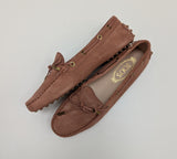 Tod's Antique Rose Suede Dark Bruised Pink Loafers New in Box Driving Shoes